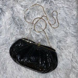 Judith Leiber Black Vintage Snakeskin Clutch
